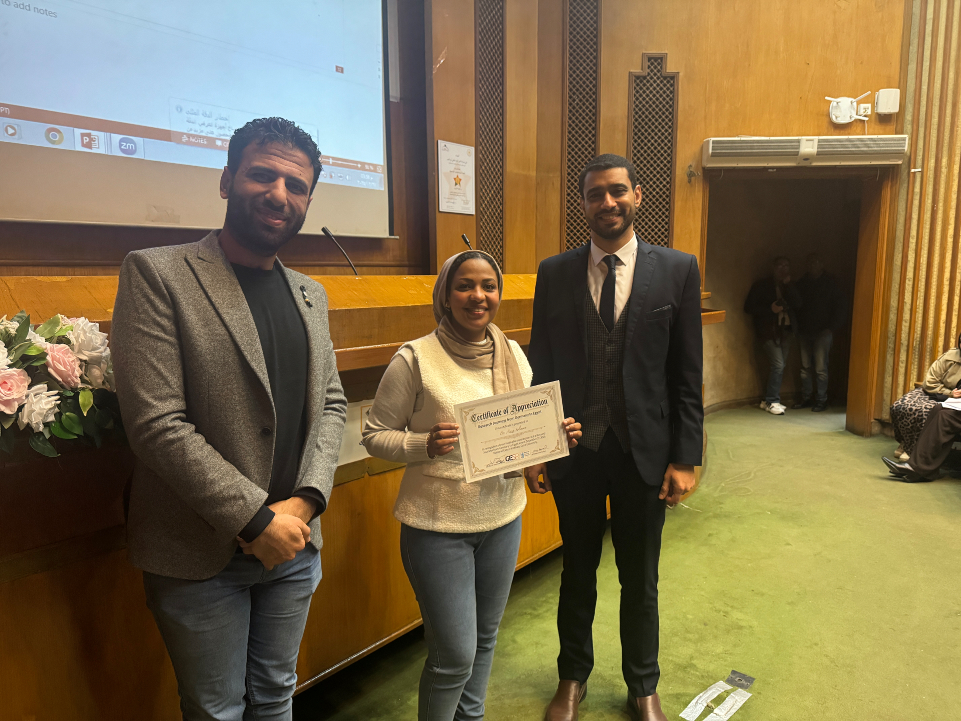Certificate presentation at the Research Journeys from Germany to Egypt event